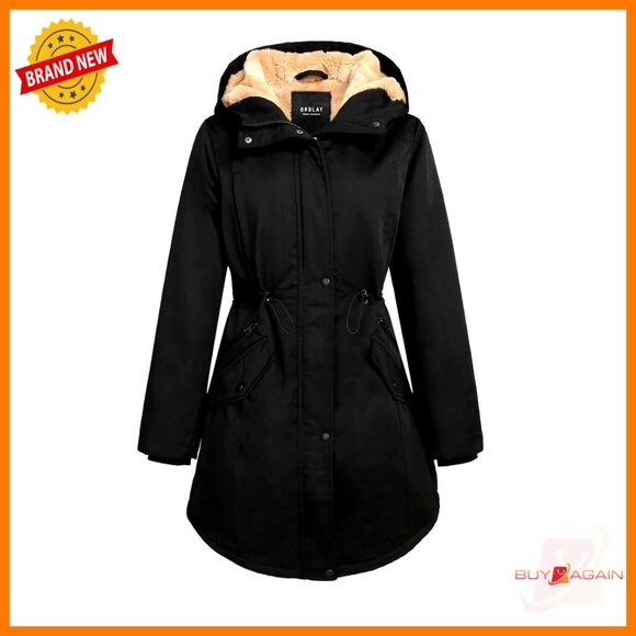 Thickened Fleece Lined Parka Hooded Winter Coat Pockets Chic Oversized